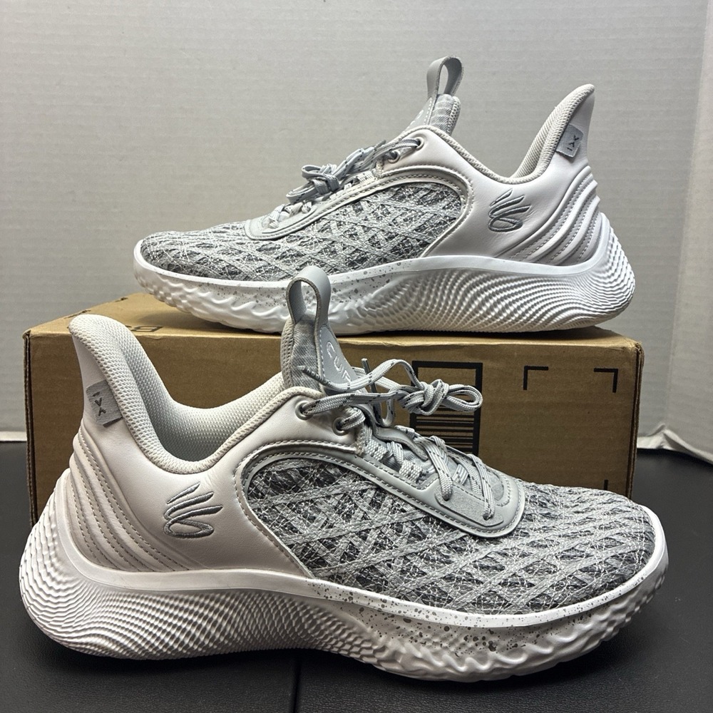 Under Armour Curry Flow 9 White And Grey Basketball Shoes Mens 9.5 Womens 11